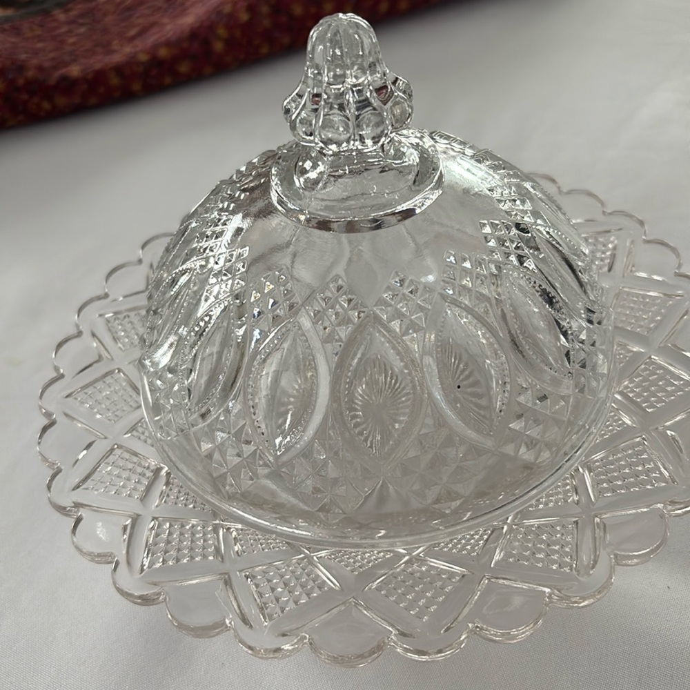 Vintage Cut Crystal Butter Dish